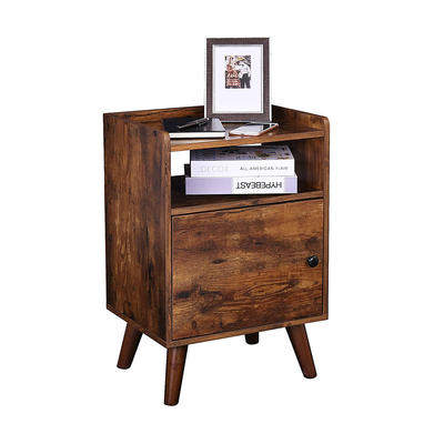End Table 3-Tier Nightstand with Door Side Table Wood Look Accent Table Stable and Sturdy Construction GSH591
