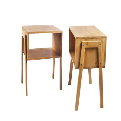 Bamboo Nightstand Stackable Side Table End Table Bedside Table, Set of 2 GSH590