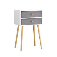 Bedside Table Nightstand End Table with Fabric Storage Drawer Pine Wooden Table for Bedroom GSH588
