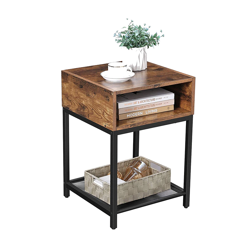 Nightstand Side Table End Table with Open Compartment and Mesh Shelf for Living Room Bedroom GSH594