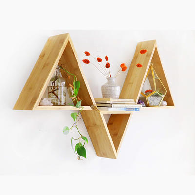 Bamboo Wood Floating Shelf Triangle Shelves - GSH496