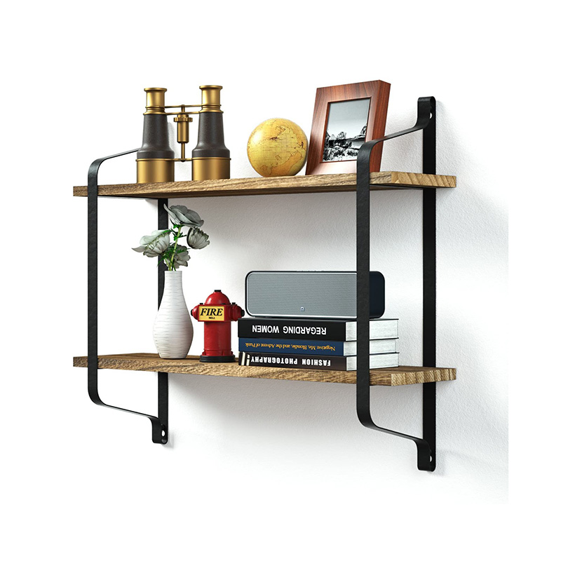 Wood Floating Shelves 2 Tier Wall Shelves in Retro Style GSH561
