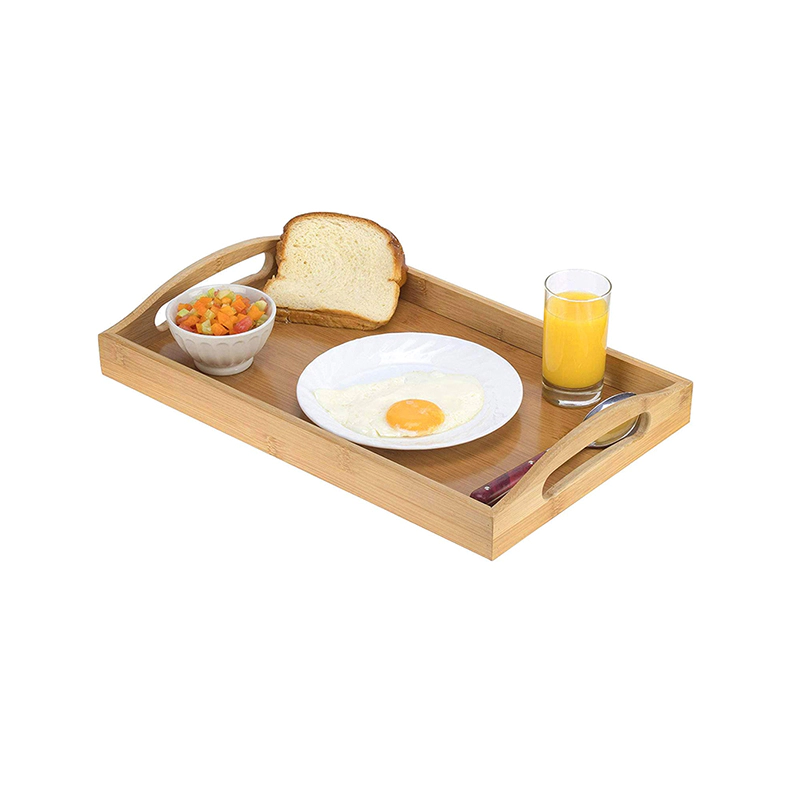 Rectangle Bamboo Butler Serving Tray With Handles GSH512