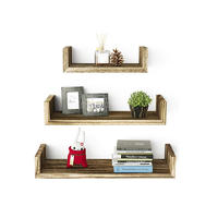 Floating Shelves Wall Mounted, Solid Wood Wall Shelves, Torched Finish GSH401