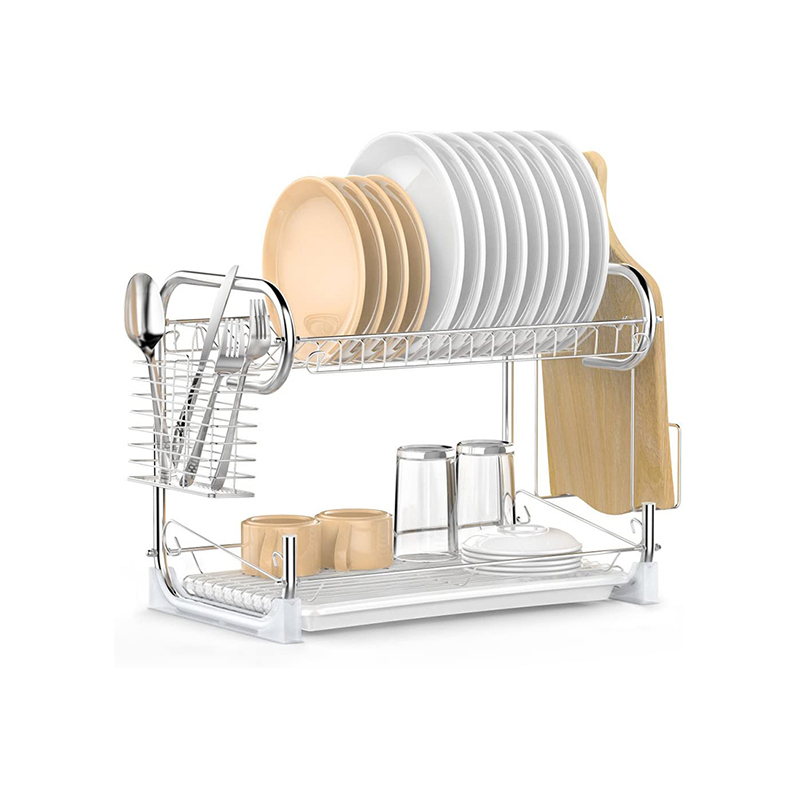 Dish Drying Rack  2-Tier Dish Rack with Utensil Holder, Cutting Board Holder and Dish Drainer for Kitchen Counter GSH061