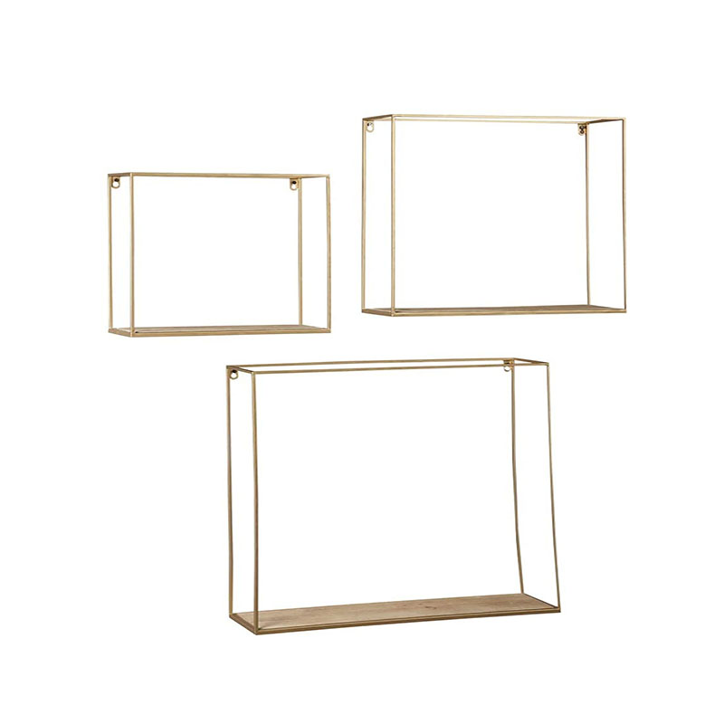 Wood Wall Bookshelves Gold 3 Piece Wall Shelf Set Gsh271