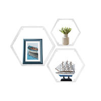 White Moxee Metal Hexagon 3 Piece Floating Shelf Set GSH272
