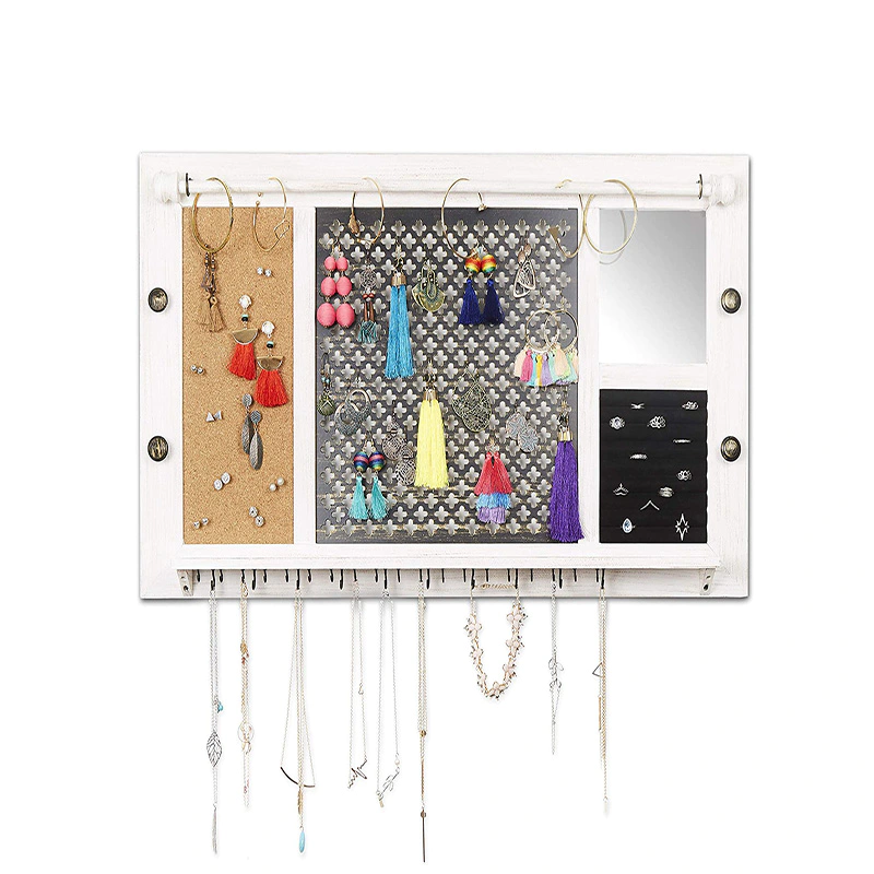 Rustic Wood Jewelry Organizer - from Hanging Wall Mounted Wooden Jewelry Display GSH615