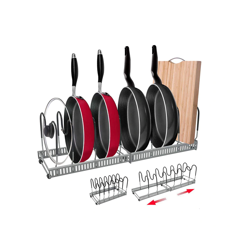 Expandable Pan Rack Organizer Adjustable Pot Lid Holders & Bakeware Rack Pantry Storage Rack GSH341