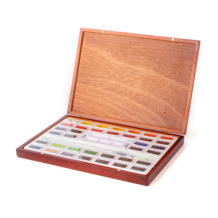 GSF Professional 36-pcs Solid Wooden Box Watercolor Art Set